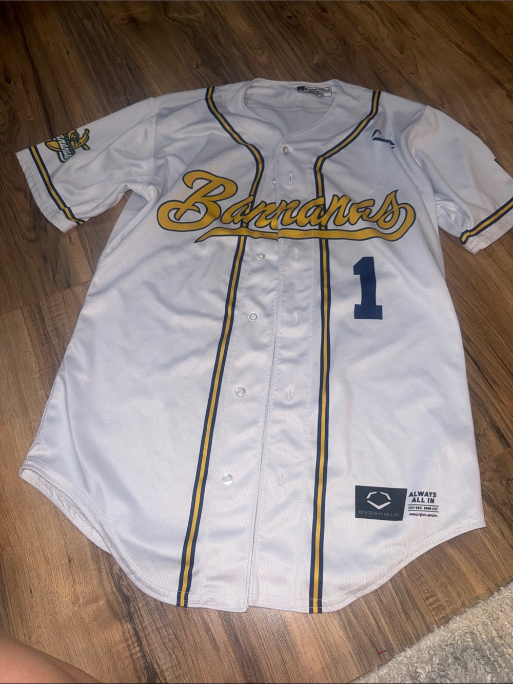 Savanna Bananas baseball jersey #1 evoshield
